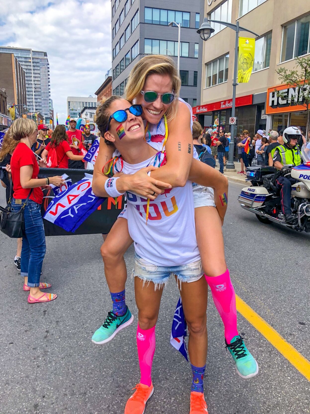 PRIDE Stephanie Labbé and Georgia Simmerling